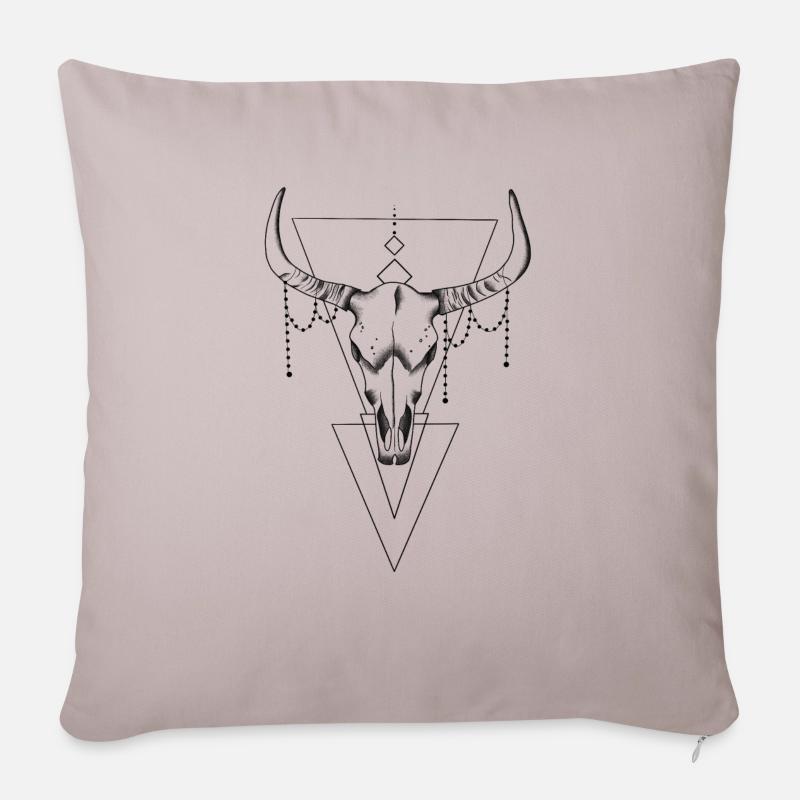 Geometric Cow Skull - Sofakissenbezug 45 x 45 cm - helles Taupe
