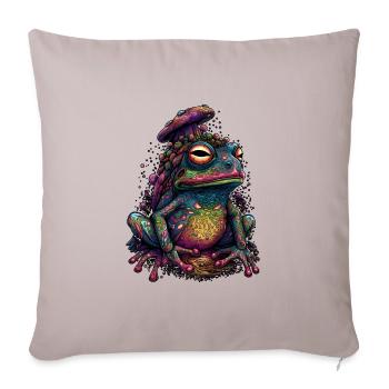 Grenouille Champignon Trippy - Motif Psychédélique - Housse de coussin décorative 45 x 45 cm - taupe clair - Devant