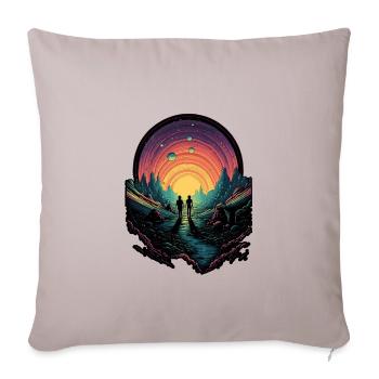 Surrealist motif - couple in front of sunset - Sofa pillowcase 17,3'' x 17,3'' (45 x 45 cm) - light taupe - Front