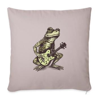 Cool green frog with guitar - Sofa pillowcase 17,3'' x 17,3'' (45 x 45 cm) - light taupe - Front