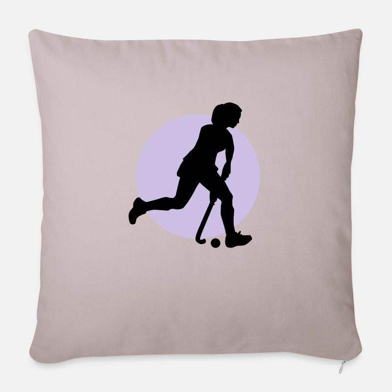 hockey_woman_b_2c - Housse de coussin décorative 45 x 45 cm - taupe clair
