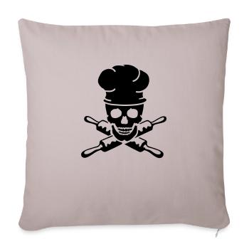 crâne Crâne de chef cuisinier - Housse de coussin décorative 45 x 45 cm - taupe clair - Devant