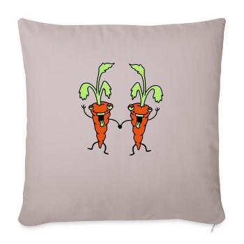 Karotten Möhren Freunde Team Comic Lustig - Sofakissenbezug 45 x 45 cm - helles Taupe - Vorne