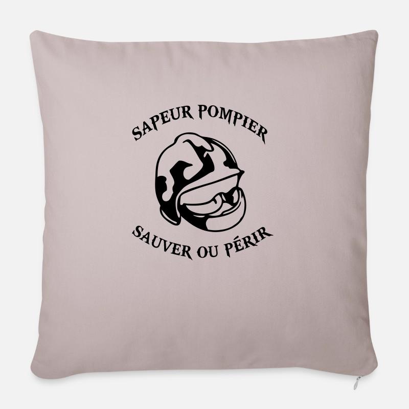 dessin de casque de sapeur pompier - Housse de coussin décorative 45 x 45 cm - taupe clair