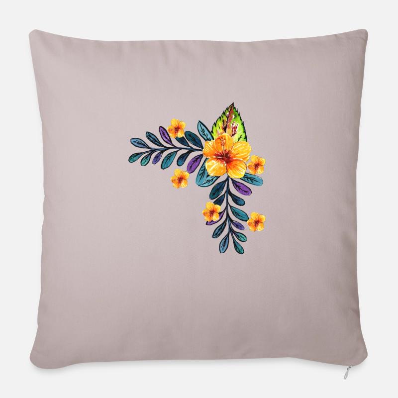 Blumen - Sofakissenbezug 45 x 45 cm - helles Taupe