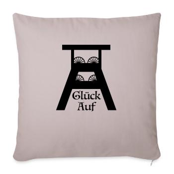 Glück auf, Förderturm, Ruhrgebiet, Zeche, Ruhrpott - Sofakissenbezug 45 x 45 cm - helles Taupe - Vorne