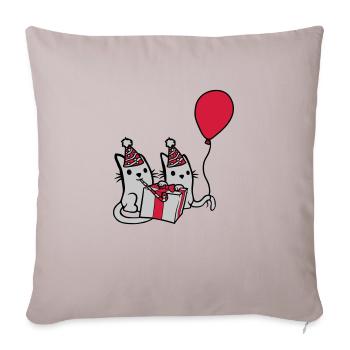Anniversaire Chats 2 Amis - Housse de coussin décorative 45 x 45 cm - taupe clair - Devant