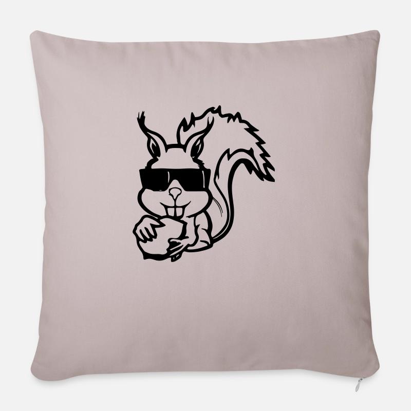 Squirrel with sunglasses and nut Funny - Sofa pillowcase 17,3'' x 17,3'' (45 x 45 cm) - light taupe