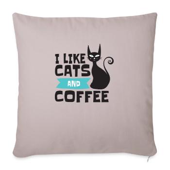 J’aime les chats et le café, les chats et les amateurs de café - Housse de coussin décorative 45 x 45 cm - taupe clair - Devant
