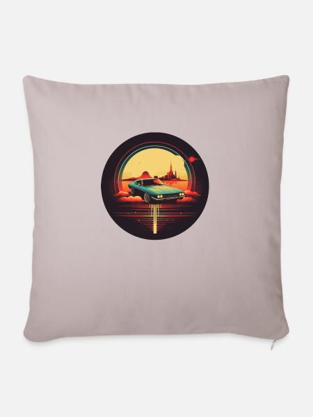 Futuristische Nostalgie - Retro Auto - Sofakissenbezug 45 x 45 cm - helles Taupe