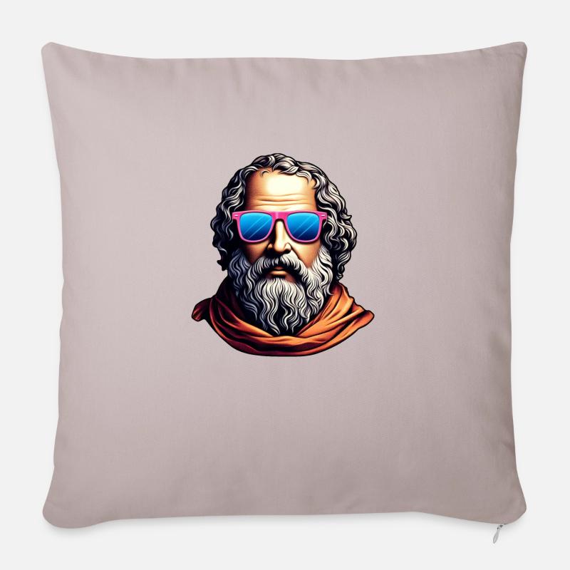 Buste Philosophe Rétro - Housse de coussin décorative 45 x 45 cm - taupe clair