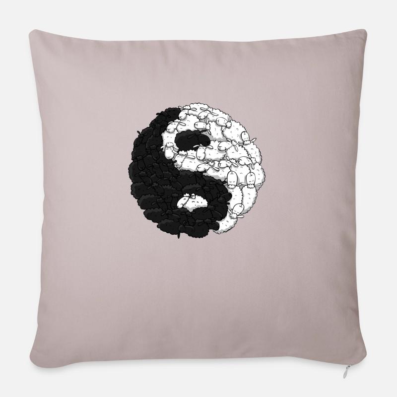 mouton yin yang - Housse de coussin décorative 45 x 45 cm - taupe clair