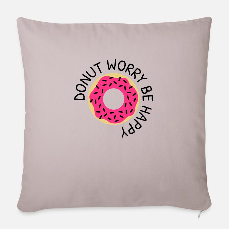 Donut worry be happy - Sofakissenbezug 45 x 45 cm - helles Taupe