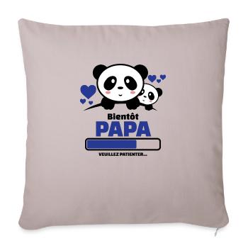 bientôt papa veuillez patienter ( panda ) - Housse de coussin décorative 45 x 45 cm - taupe clair - Devant