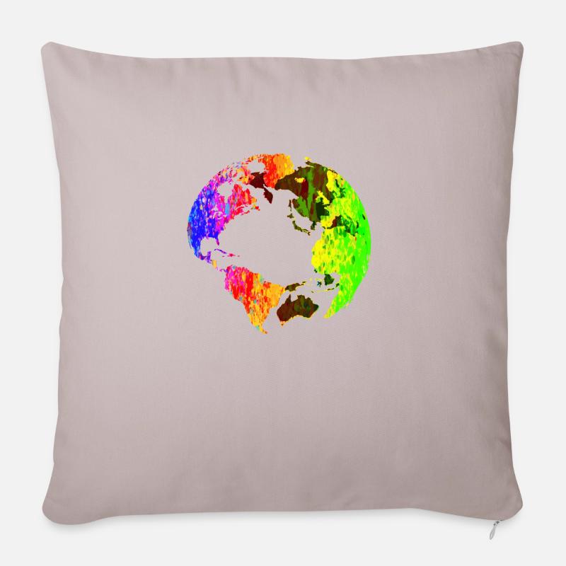 vecteur monde 08 01 - Housse de coussin décorative 45 x 45 cm - taupe clair