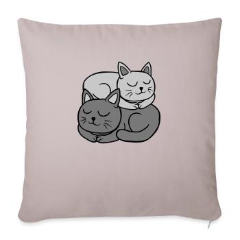 2 chats dorment l’un sur l’autre - Housse de coussin décorative 45 x 45 cm - taupe clair - Devant