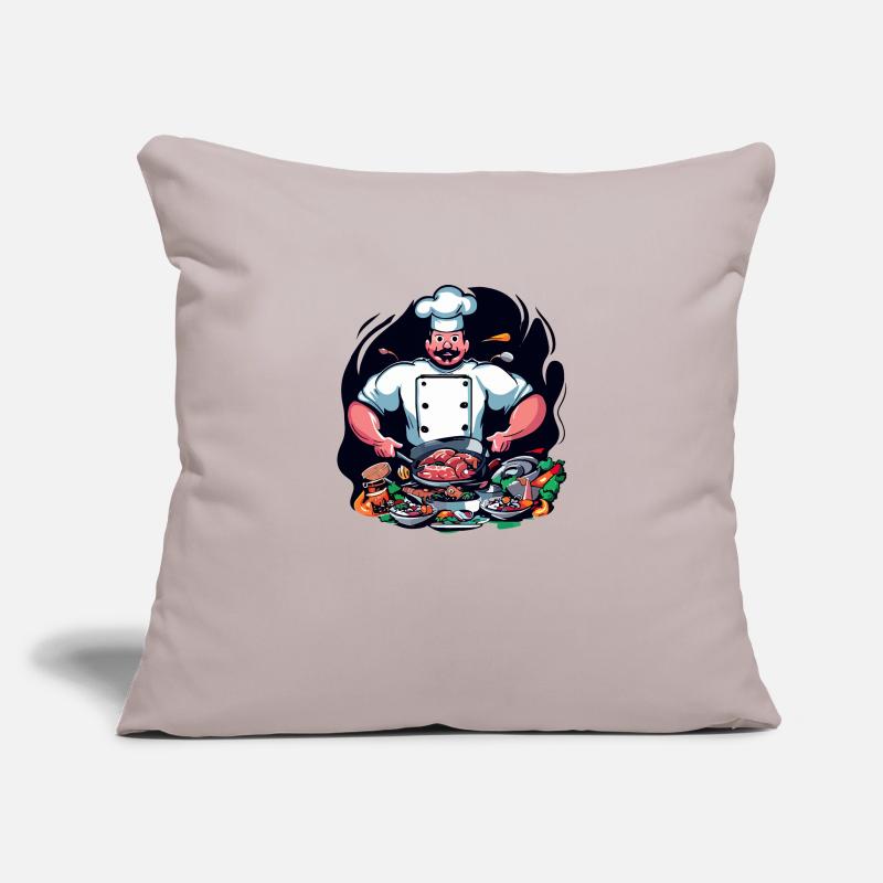 COOL TSHIRT. A CHEF PREPARING A BIG MEAL Sofa pillowcase 17,3'' x 17,3'' (45 x 45 cm)