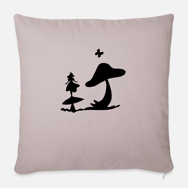 Alice im Wunderland Pilz - Sofakissenbezug 45 x 45 cm - helles Taupe