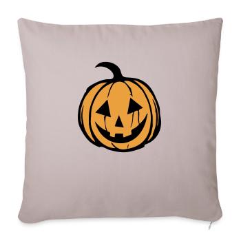 Visage de citrouille - Housse de coussin décorative 45 x 45 cm - taupe clair - Devant