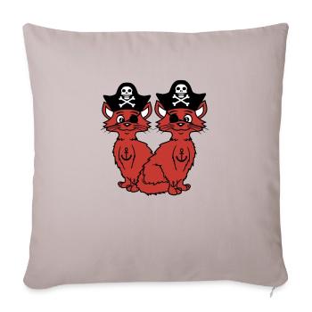 2 Pirate Cats Sabre Buccaneer Eye Patch Team - Sofa pillowcase 17,3'' x 17,3'' (45 x 45 cm) - light taupe - Front