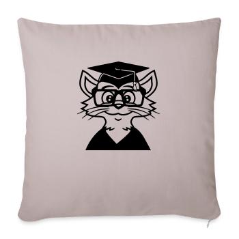 Remise des diplômes universitaires Chat Graduation Réussi - Housse de coussin décorative 45 x 45 cm - taupe clair - Devant