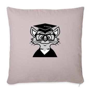 Remise des diplômes universitaires Chat Graduation Réussi - Housse de coussin décorative 45 x 45 cm - taupe clair - Devant