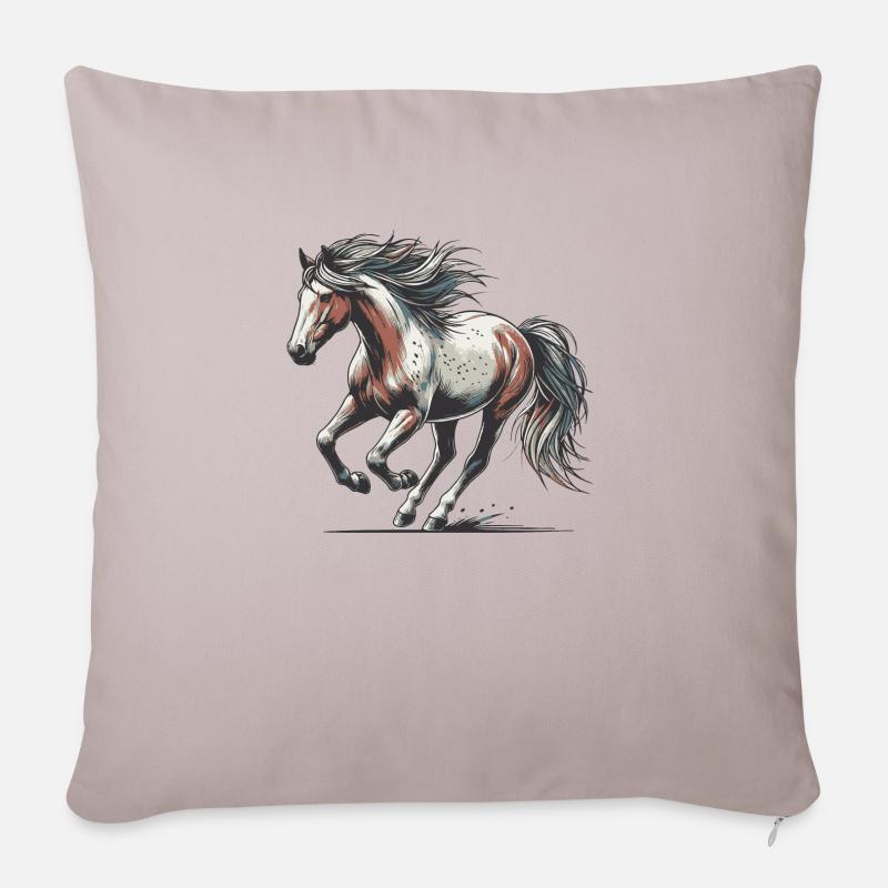 Pferd - Sofakissenbezug 45 x 45 cm - helles Taupe