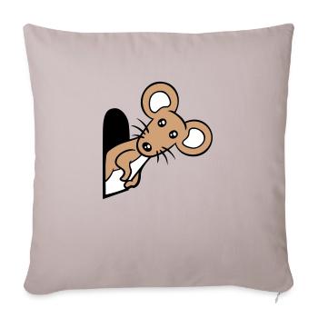 Maus Wand Loch Mauseloch Guckt Süß Lustig Comic - Sofakissenbezug 45 x 45 cm - helles Taupe - Vorne
