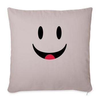 Visage souriant heureux avec la langue - Housse de coussin décorative 45 x 45 cm - taupe clair - Devant