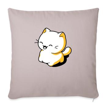 Lustige Katze Kawaii - Sofakissenbezug 45 x 45 cm - helles Taupe - Vorne