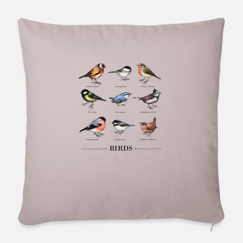 Vintage Birds - Sofakissenbezug 45 x 45 cm - helles Taupe