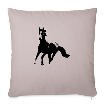 Cheval noir qui galope - Galopa - Housse de coussin décorative 45 x 45 cm - taupe clair - Devant