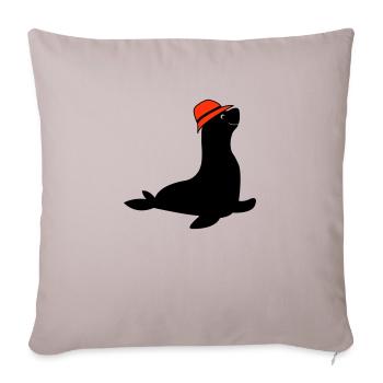 seal fishing hat - Sofa pillowcase 17,3'' x 17,3'' (45 x 45 cm) - light taupe - Front