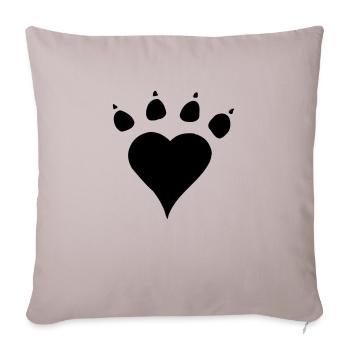Patte de chien en forme de cœur - Housse de coussin décorative 45 x 45 cm - taupe clair - Devant