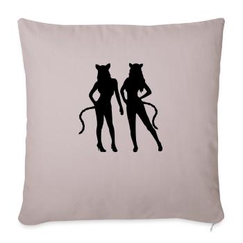 Équipe 2 chats - Housse de coussin décorative 45 x 45 cm - taupe clair - Devant