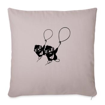 Amis Pingouins s’envolent - Housse de coussin décorative 45 x 45 cm - taupe clair - Devant