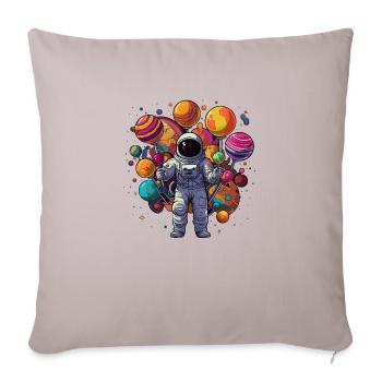 Astronaut with planet lollipops in hands - Sofa pillowcase 17,3'' x 17,3'' (45 x 45 cm) - light taupe - Front