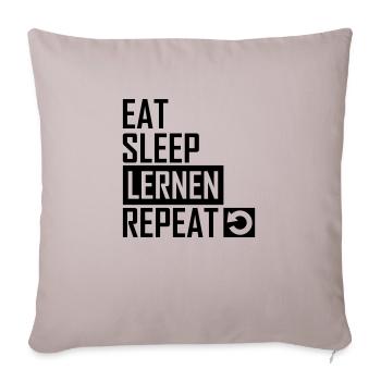 Abi Eat sleep lernen repeat - Sofakissenbezug 45 x 45 cm - helles Taupe - Vorne