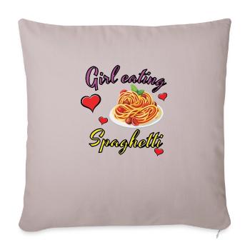 Girl eating spaghetti, funny design - Sofa pillowcase 17,3'' x 17,3'' (45 x 45 cm) - light taupe - Front