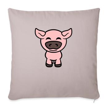 Petit Cochon Mignon Cochon Animal Amour - Housse de coussin décorative 45 x 45 cm - taupe clair - Devant