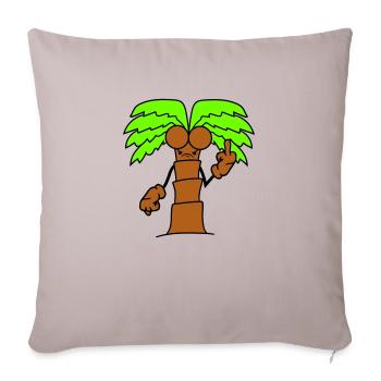 Drôle de palmier maléfique montrant un doigt d’honneur en colère bande dessinée - Housse de coussin décorative 45 x 45 cm - taupe clair - Devant