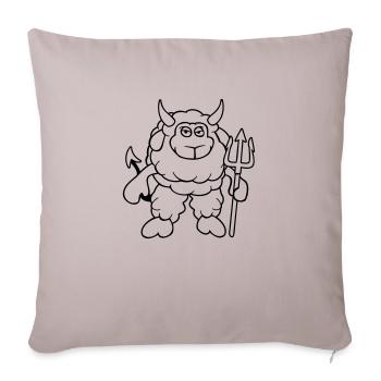 Mouton Diable Satan Enfer Mal Trident Cornes Cool - Housse de coussin décorative 45 x 45 cm - taupe clair - Devant