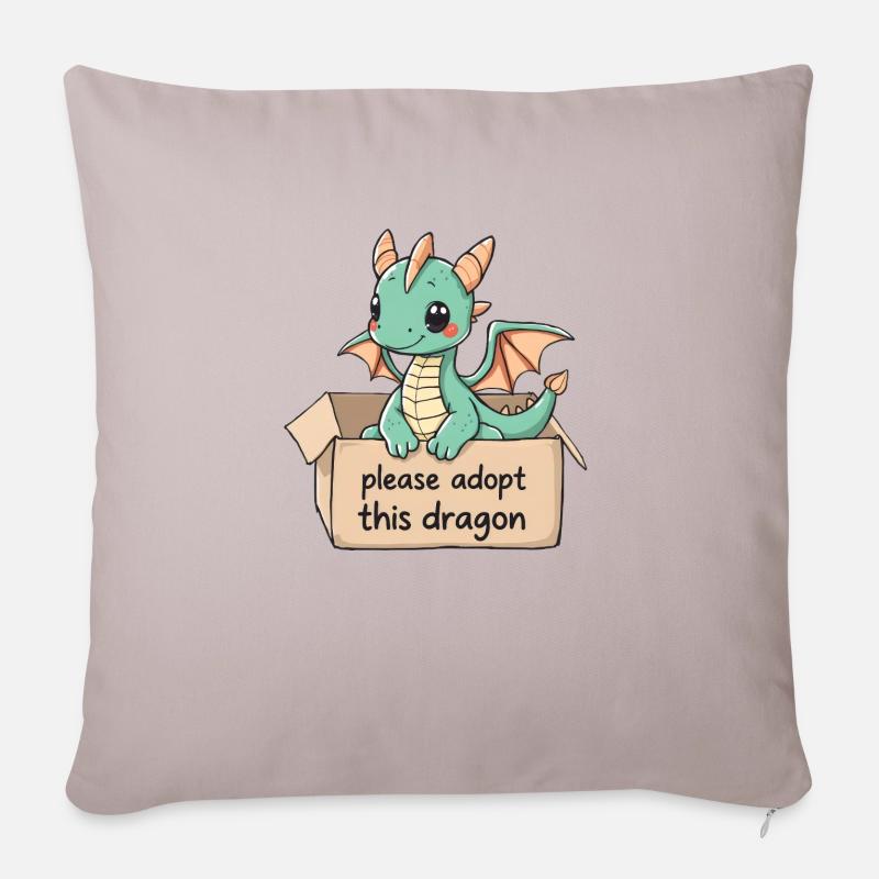 Un dragon mignon veut être pris - Housse de coussin décorative 45 x 45 cm - taupe clair