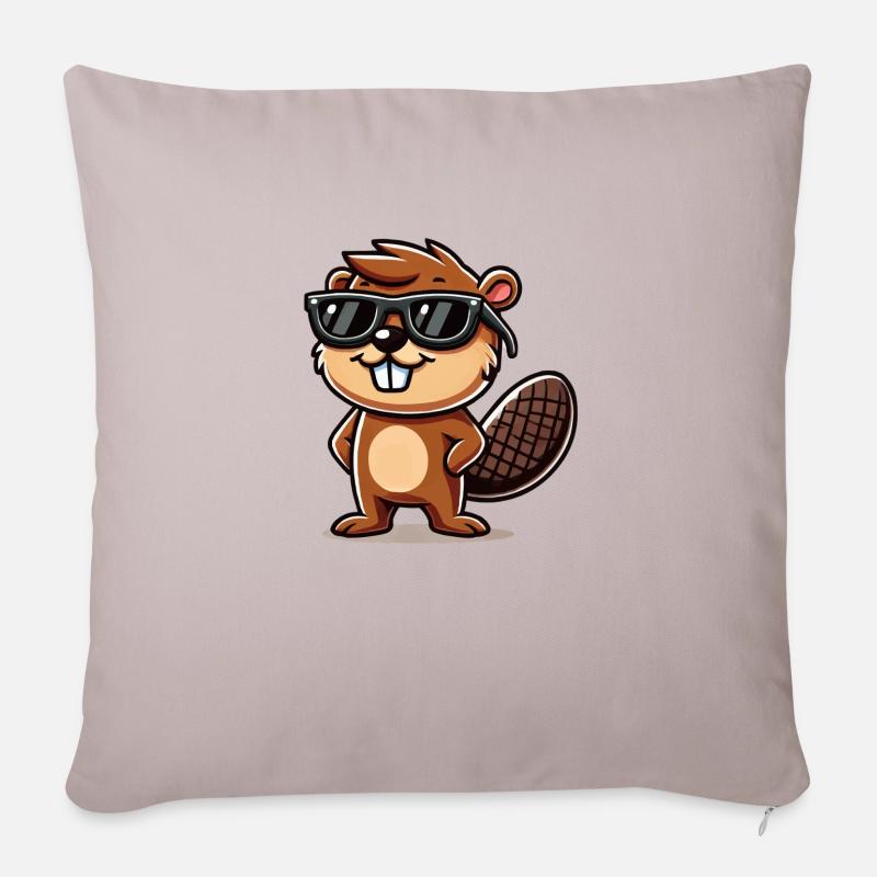 biber comic sonnenbrille - Sofakissenbezug 45 x 45 cm - helles Taupe
