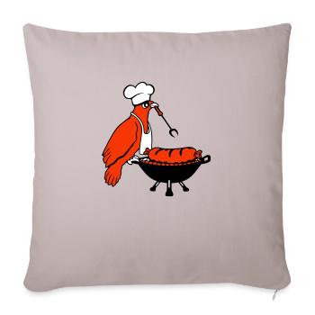 Oiseau griller des saucisses griller délicieusement manger des saucisses - Housse de coussin décorative 45 x 45 cm - taupe clair - Devant