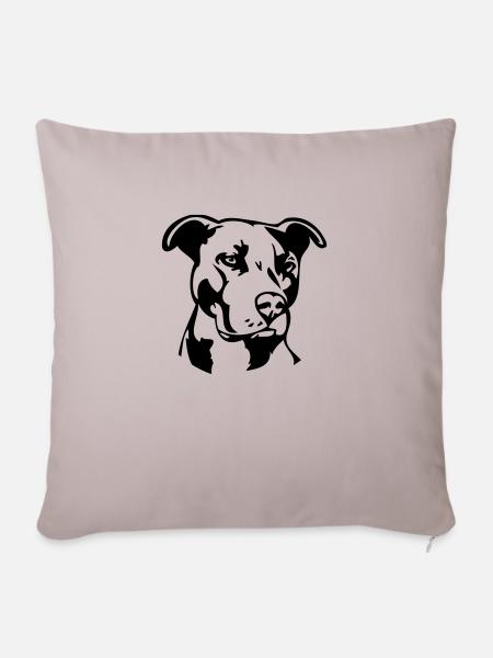 Pitbull einfarbig - Hund Kampfhund - Sofakissenbezug 45 x 45 cm - helles Taupe