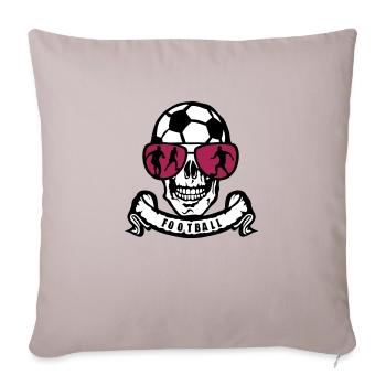 Fußball Kopf des Todes Totenkopf Lünette Banner Ball - Sofakissenbezug 45 x 45 cm - helles Taupe - Vorne