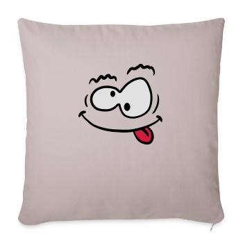 Visage souriant de fou bizarre drôle - Housse de coussin décorative 45 x 45 cm - taupe clair - Devant