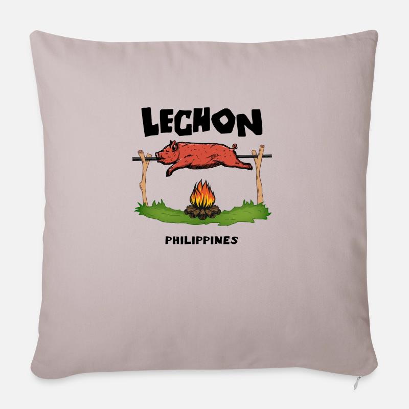 Lechon Philippinen Spanferkel Cebu Manila Geschenk - Sofakissenbezug 45 x 45 cm - helles Taupe