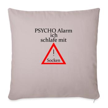 Psycho Alarm Sockenschläfer - Schriftzug - Sofakissenbezug 45 x 45 cm - helles Taupe - Vorne